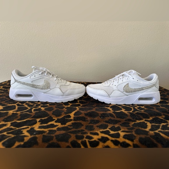 Nike Air Max SC Triple White with Rhinestone Accents - Picture 4 of 11